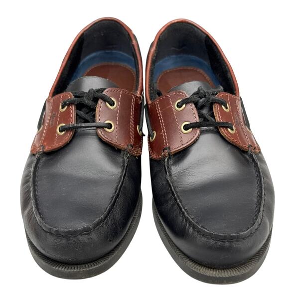 Gh Bass Seafarer Vintage Black Brown Leather Slip On Boat Loafer Men 9.5 - Picture 2 of 9